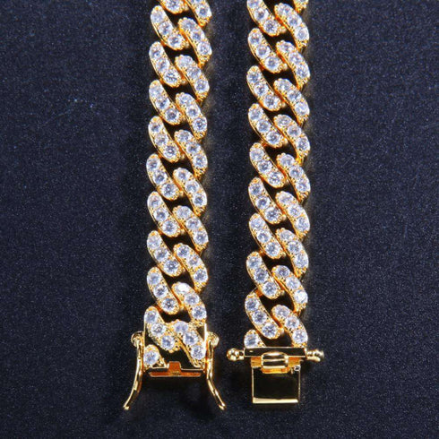 9mm Micro Pave Ultra Bling Women's Diamond Cuban Link Chain