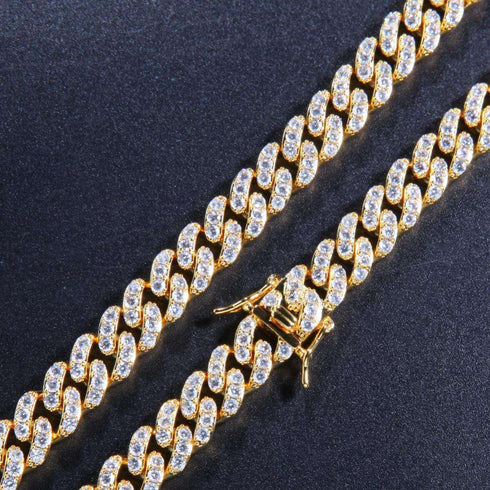 9mm Micro Pave Ultra Bling Women's Diamond Cuban Link Chain