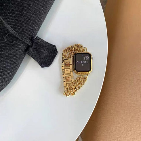Compatible with Apple Watch - Double Cuban Chain Watch Band