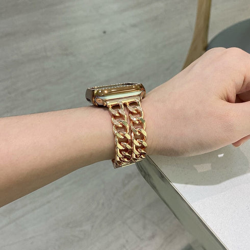 Compatible with Apple Watch - Double Cuban Chain Watch Band
