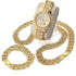 Gangsta Cuban Chain + Bracelet + Watch Set
