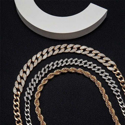 Getty Cuban + Miami Cuban + Rope Layered Choker Set