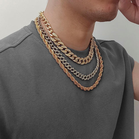 Getty Cuban + Miami Cuban + Rope Layered Choker Set