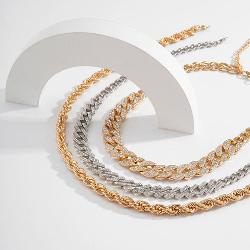 Getty Cuban + Miami Cuban + Rope Layered Choker Set