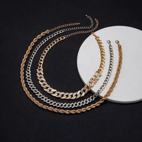 Getty Cuban + Miami Cuban + Rope Layered Choker Set