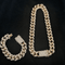 18k Gold/Silver Cuban Link Chain Set – Iced Out Necklace & FREE Bracelet