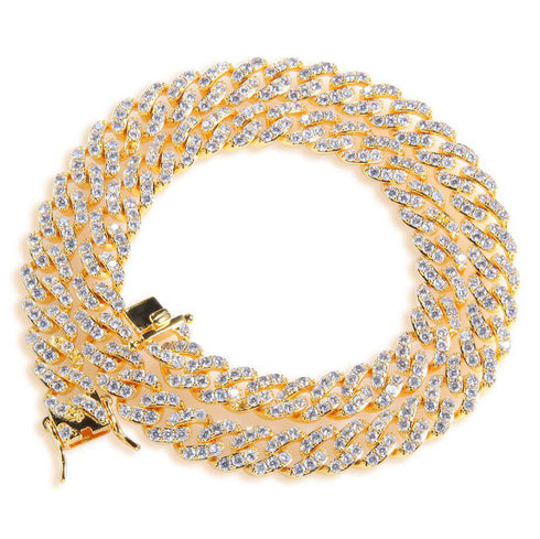 9mm Micro Pave Ultra Bling Women's Diamond Cuban Link Chain