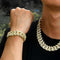 18k Gold/Silver Cuban Link Chain Set – Iced Out Necklace & FREE Bracelet