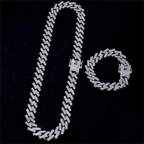 18k Thicc 15mm Gold/SIlver S-Link Cuban Chain & FREE Cuban Bracelet Bundle