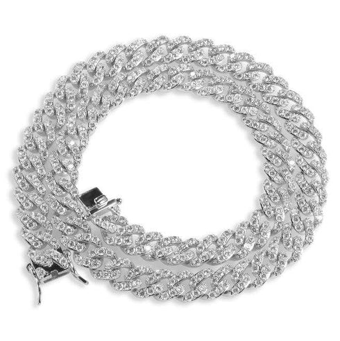 9mm Micro Pave Ultra Bling Women's Diamond Cuban Link Chain
