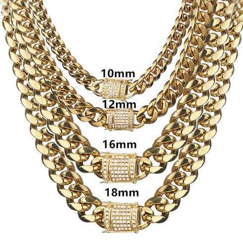 VVS Jewelry 316L Stainless Steel 18k Gold/Silver Cuban Chain + FREE Bracelet Bundle