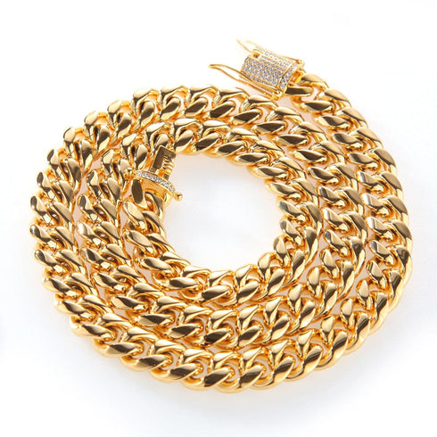 VVS Jewelry 316L Stainless Steel 18k Gold/Silver Cuban Chain + FREE Bracelet Bundle