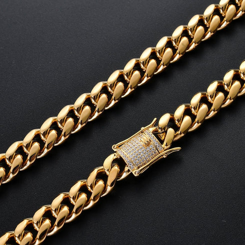 VVS Jewelry 316L Stainless Steel 18k Gold/Silver Cuban Chain + FREE Bracelet Bundle