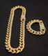 18k Gold/Silver Cuban Link Chain Set – Iced Out Necklace & FREE Bracelet