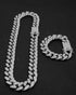 18k Gold/Silver Cuban Link Chain Set – Iced Out Necklace & FREE Bracelet