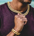 18k Gold/Silver Cuban Link Chain Set – Iced Out Necklace & FREE Bracelet