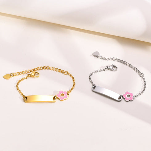 Custom Name Engraved Adjustable Baby Bracelet with Charm