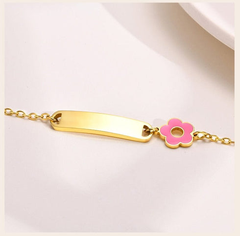 Custom Name Engraved Adjustable Baby Bracelet with Charm