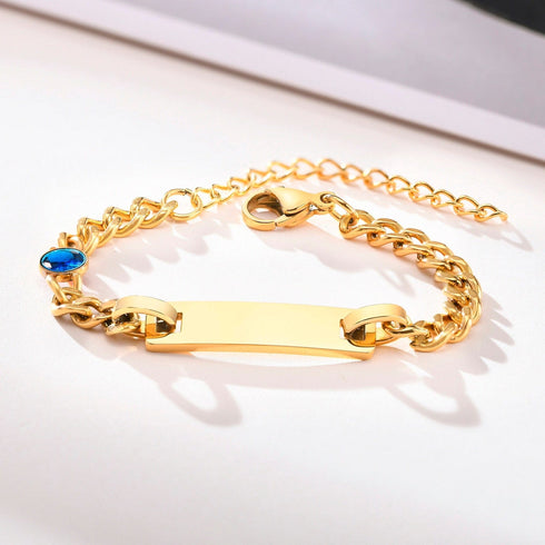 Custom Baby Engraved Name Bracelet with Birthstone