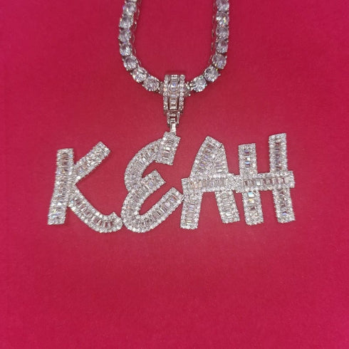 VVS Jewelry Custom Baguette Letter Pendant Necklace