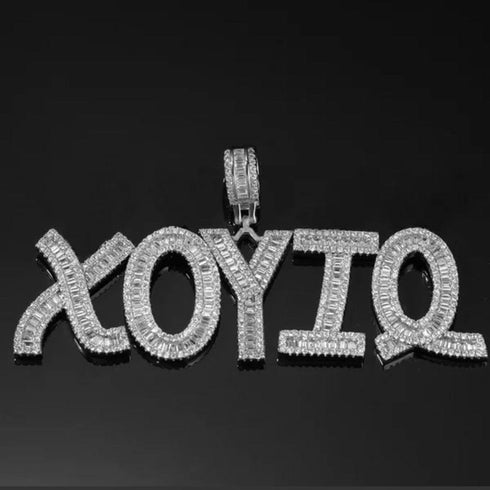 Custom Baguette Letter Pendant Necklace