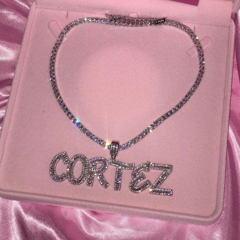 VVS Jewelry Custom Baguette Name Necklace