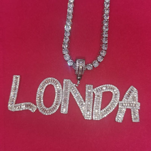 VVS Jewelry Custom Baguette Letter Pendant Necklace