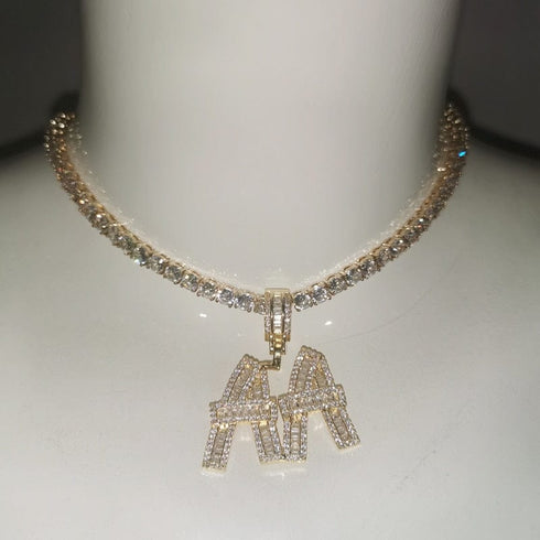 Custom Baguette Letter Pendant Necklace