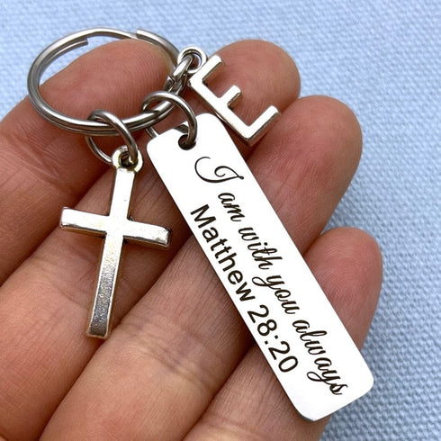 Bible Verse with Initial Keychain