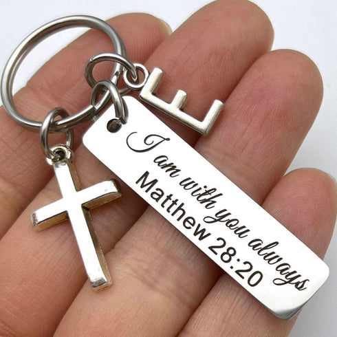 Bible Verse with Initial Keychain