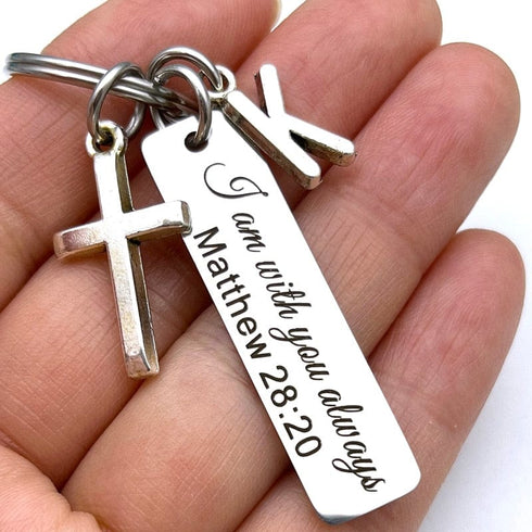 Bible Verse with Initial Keychain