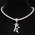 Custom Block Crown Initial Pendant Tennis Chain