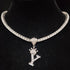 Custom Block Crown Initial Pendant Tennis Chain