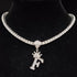 Custom Block Crown Initial Pendant Tennis Chain