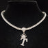 Custom Block Crown Initial Pendant Tennis Chain
