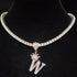 Custom Block Crown Initial Pendant Tennis Chain
