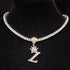Custom Block Crown Initial Pendant Tennis Chain