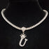 Custom Block Crown Initial Pendant Tennis Chain