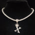 Custom Block Crown Initial Pendant Tennis Chain