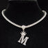 Custom Block Crown Initial Pendant Tennis Chain