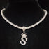 Custom Block Crown Initial Pendant Tennis Chain