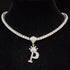 Custom Block Crown Initial Pendant Tennis Chain