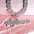 Custom Brush Script Name Pendant with FREE Baguette Tennis Chain