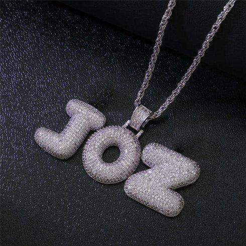 Custom Bubble Letter Name Chain Necklace