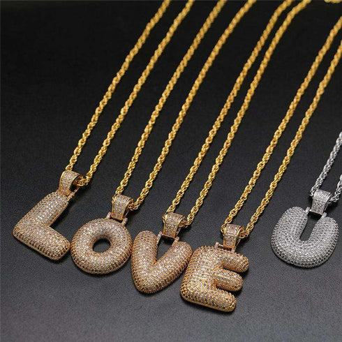 Custom Bubble Letter Name Chain Necklace