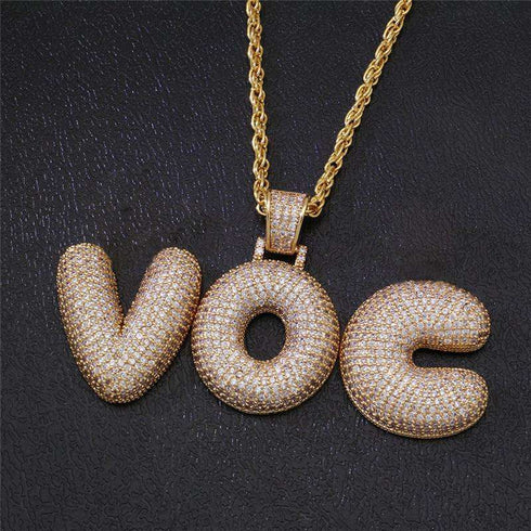 Custom Bubble Letter Name Chain Necklace