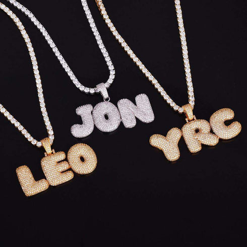Custom Bubble Name or Letter Necklace - Personalized Jewelry for Men & Women