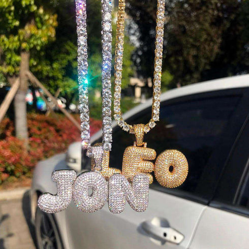 Custom Bubble Name or Letter Necklace - Personalized Jewelry for Men & Women