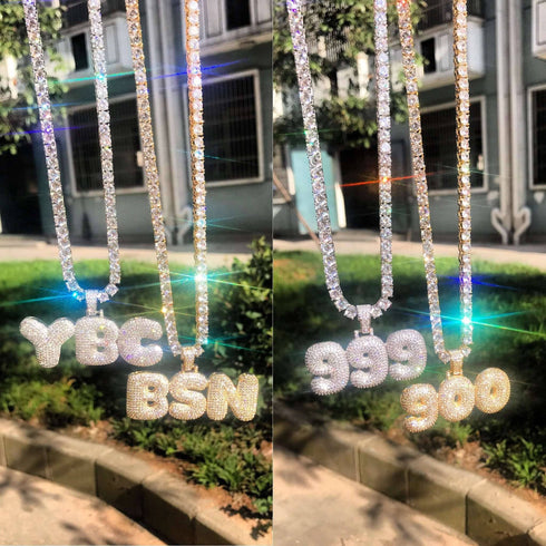 Custom Bubble Name or Letter Necklace - Personalized Jewelry for Men & Women