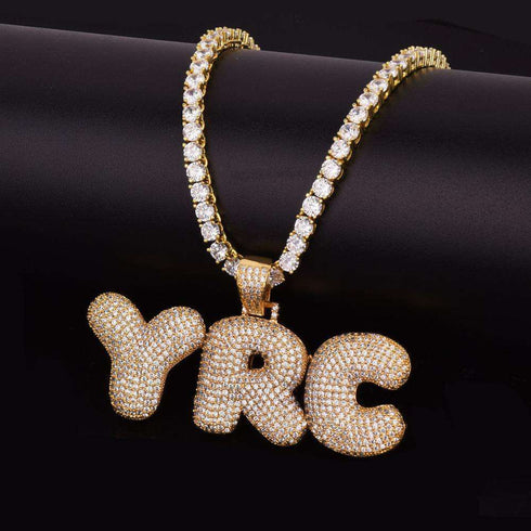 Custom Bubble Name or Letter Necklace - Personalized Jewelry for Men & Women